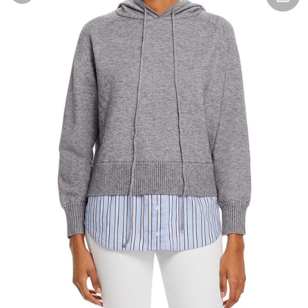 Aqua layered-look hooded sweater